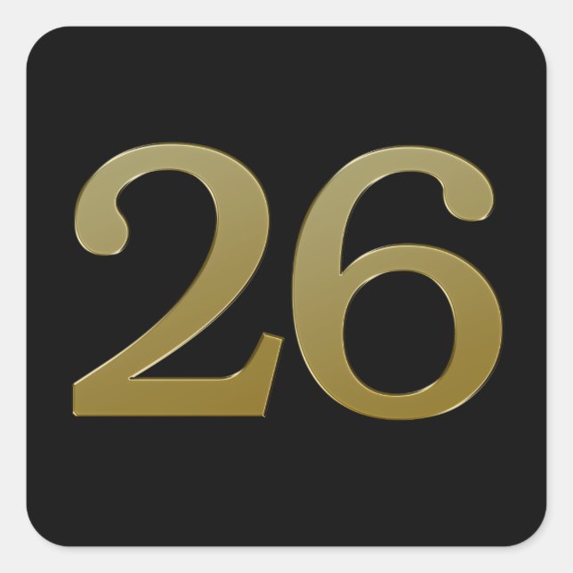 Nummer 26 Gold Square Sticker (Vorderseite)