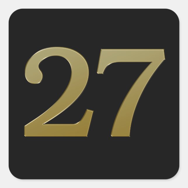 Nummer 27 Gold Square Sticker (Vorderseite)