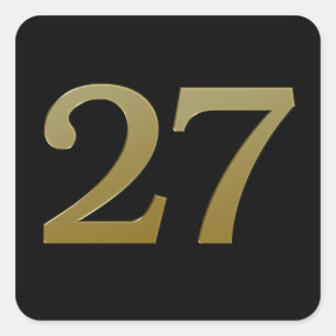 Nummer 27 Gold Square Sticker
