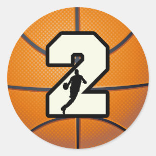 Nummer 2 Basketball und Spieler Runder Aufkleber
