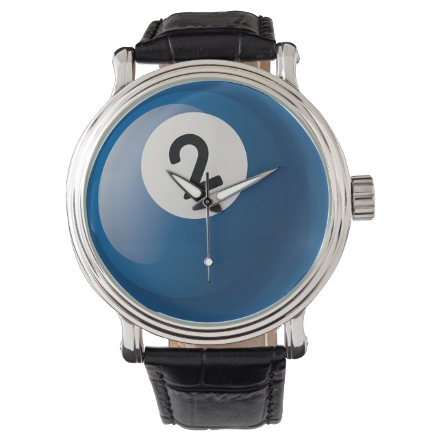 Nummer 2 Billiardball Armbanduhr (Vorderseite)