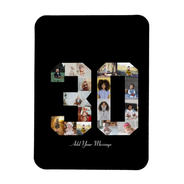 Nummer 30 FotoCollage Magnet (Vertikal)