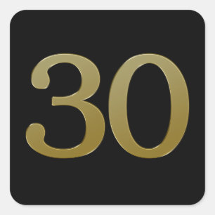 Nummer 30 Gold Square Sticker