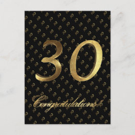 Nummer 30 Schwarzes Gold 30. Geburtstag Postkarte