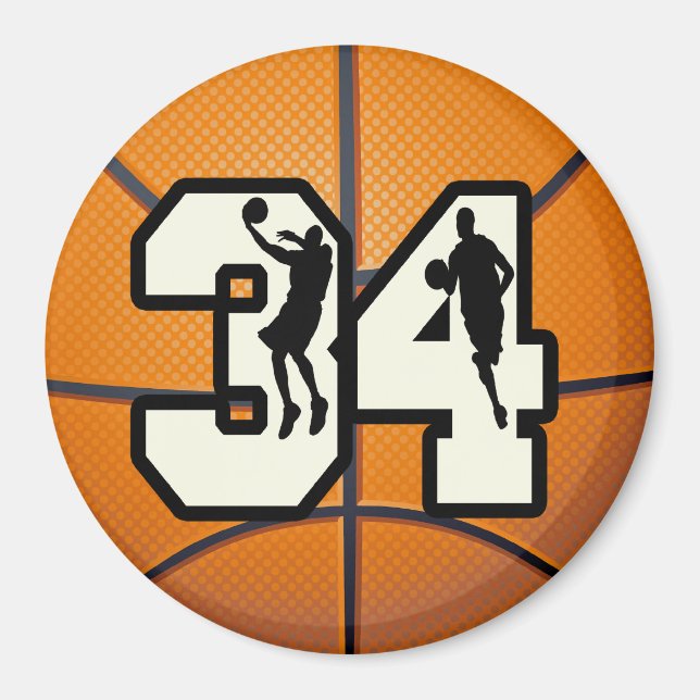 Nummer 34 Basketball Magnet (Vorne)