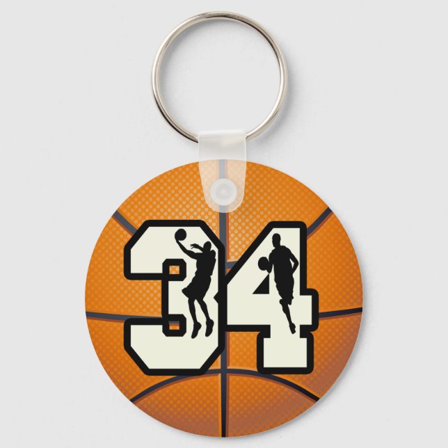 Nummer 34 Basketball Schlüsselanhänger (Vorderseite)
