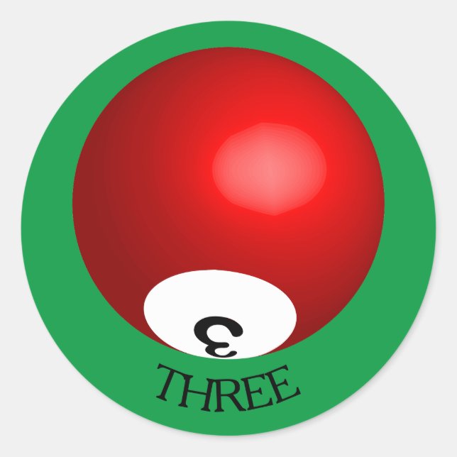 Nummer 3 Ball-Aufkleber Runder Aufkleber (Vorderseite)