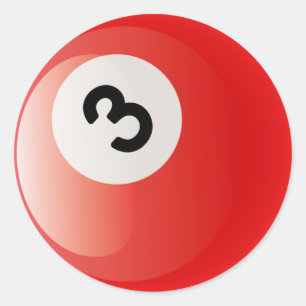 NUMMER 3 BILLIARDS BALL RUNDER AUFKLEBER