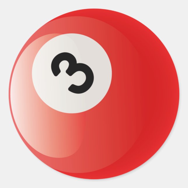 NUMMER 3 BILLIARDS BALL RUNDER AUFKLEBER (Vorderseite)