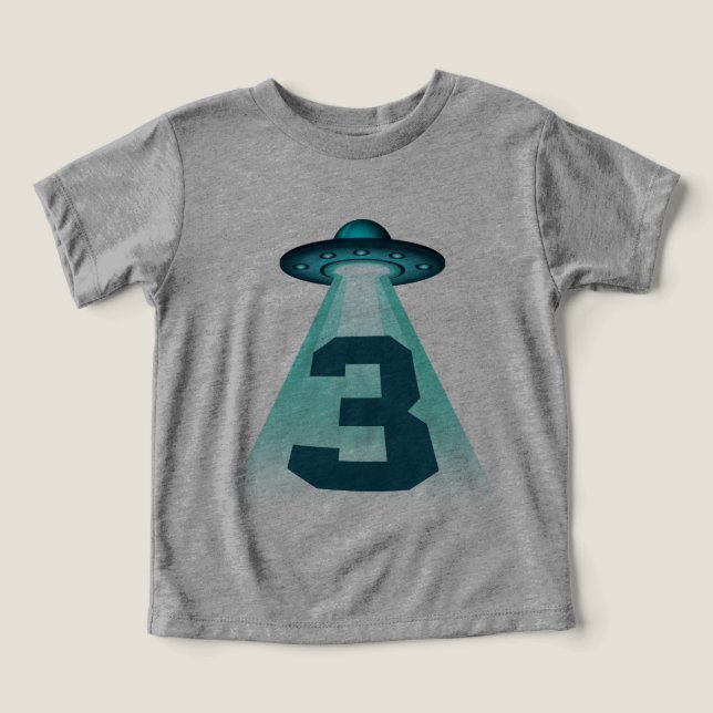 Nummer 3 Entführung Thema UFO Alien 3 Jahre alt (Design Vorderseite)