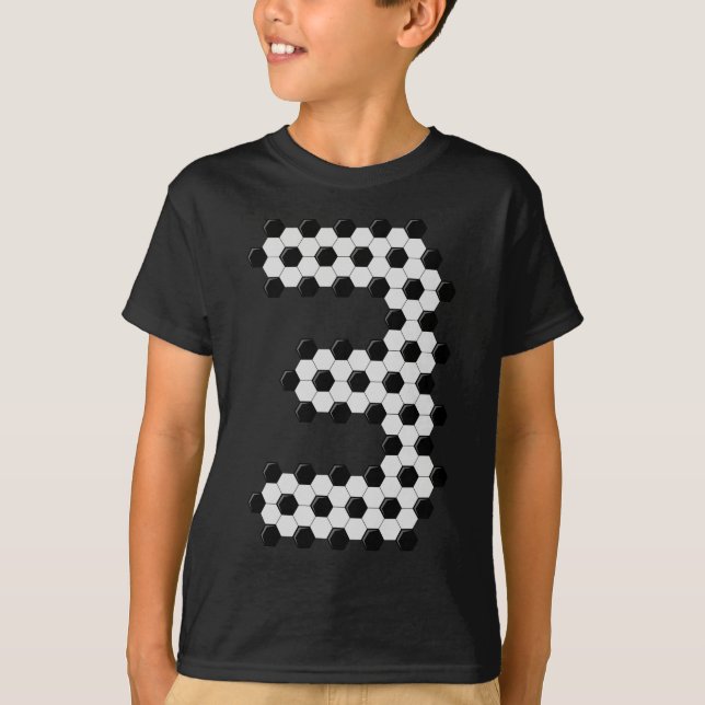 Nummer 3 Fußball-Muster Jungen Kinder 3 Jahre alt T-Shirt (Vorderseite)
