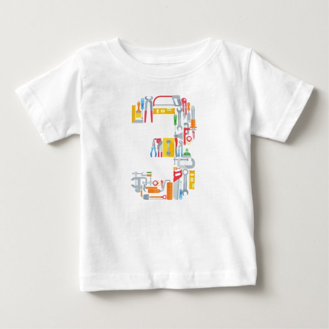 Nummer 3 Gebäude Tools 3 Jahre alt Baby T-shirt (Vorderseite)