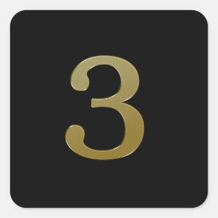 Nummer 3 Gold Quadratischer Aufkleber