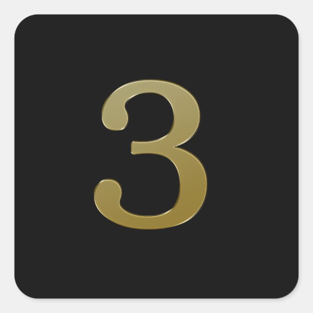 Nummer 3 Gold Quadratischer Aufkleber (Vorderseite)