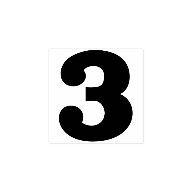 Nummer 3 gummistempel (Prägung)