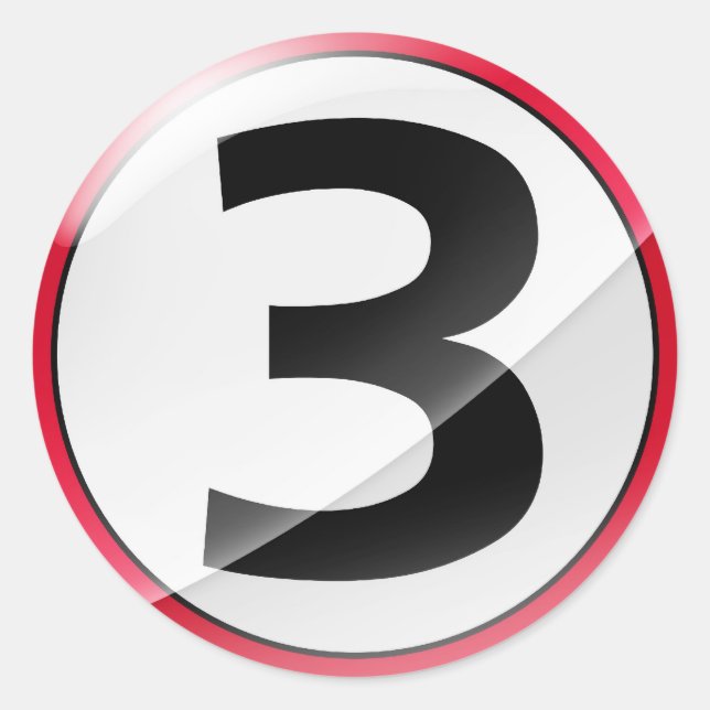 Nummer 3 roter Aufkleber (Vorderseite)