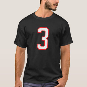 Nummer 3 Three Sports Jersey White Red Birthday Nu T-Shirt