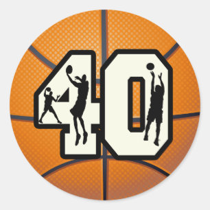 Nummer 40 Basketball Runder Aufkleber