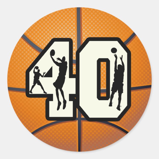 Nummer 40 Basketball Runder Aufkleber (Vorderseite)