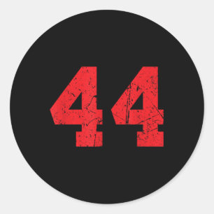 Nummer 44 Sport Red Distressed Number Runder Aufkleber