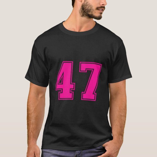 Nummer 47 Pink Sports Fan Jersey Nummer T-Shirt (Vorderseite)