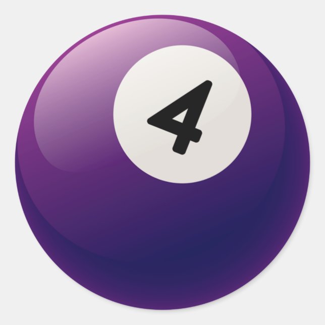 NUMMER 4 BILLIARDS BALL RUNDER AUFKLEBER (Vorderseite)