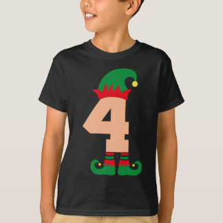 Nummer 4 Elf Chrismas Thema 4 Jahre Junge Kinder T-Shirt