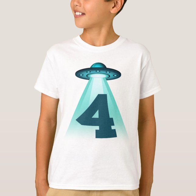 Nummer 4 Entführung UFO Alien Thema 4 Jahre alte K T-Shirt (Vorderseite)