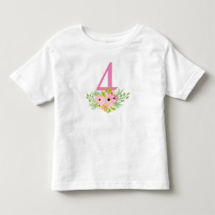 Nummer 4 mit Blume Kleinkind T-shirt