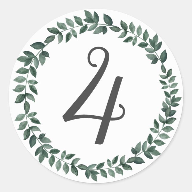 Nummer 4 Vier Monogramm Minimalistischer botanisch Runder Aufkleber (Vorderseite)