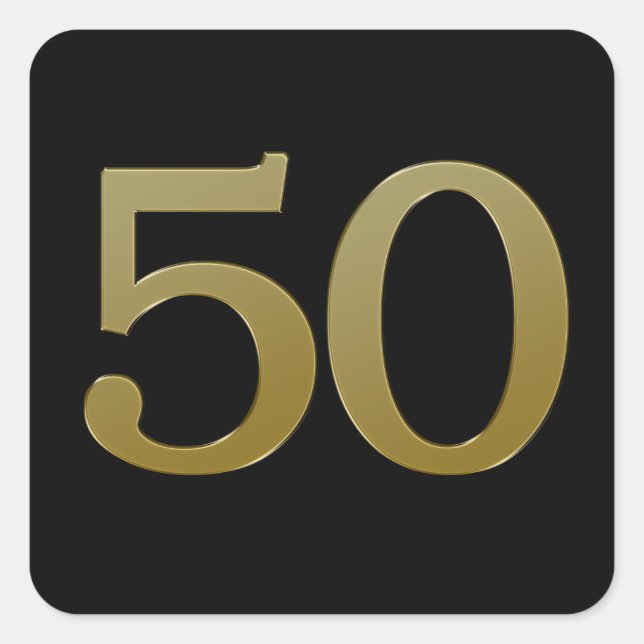 Nummer 50 Gold Square Aufkleber (Vorderseite)