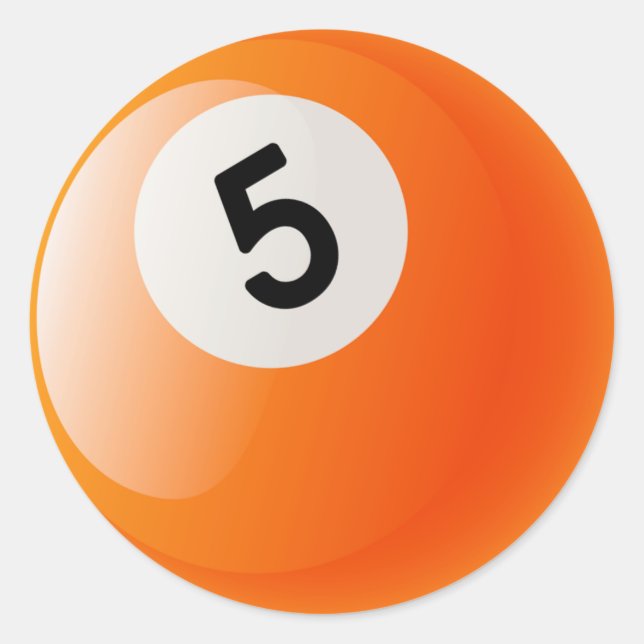 NUMMER 5 BILLIARDS BALL RUNDER AUFKLEBER (Vorderseite)