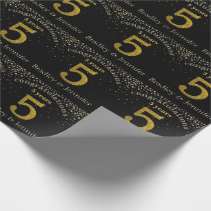 Nummer 5 Glitzer Gold Anniversary Wrapper Geschenkpapier