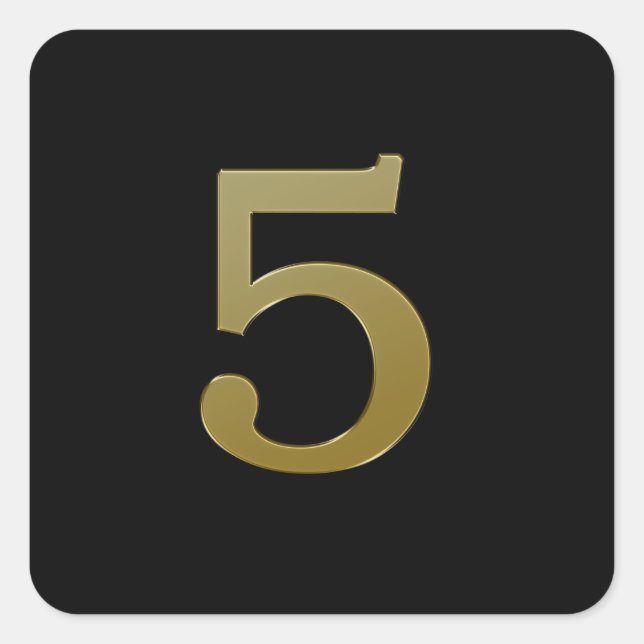 Nummer 5 Gold Quadratischer Aufkleber (Vorderseite)