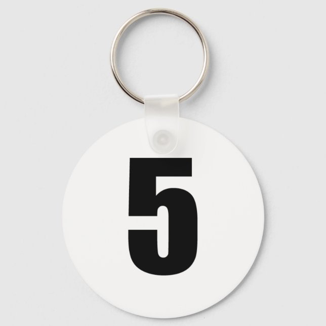 Nummer 5 in Schwarz auf Weiß-Taste Schlüsselanhäng Schlüsselanhänger (Vorderseite)