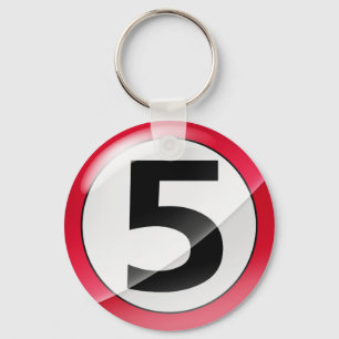Nummer 5 rote Schlüsselkette Schlüsselanhänger