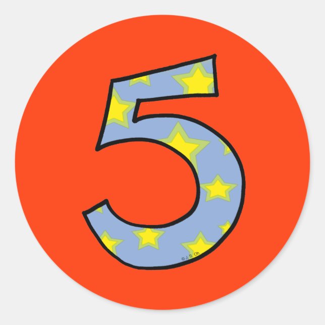 Nummer 5 runder aufkleber (Vorderseite)