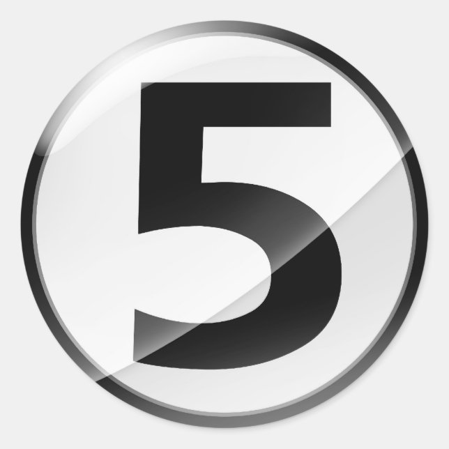 Nummer 5 Schwarzer Aufkleber (Vorderseite)