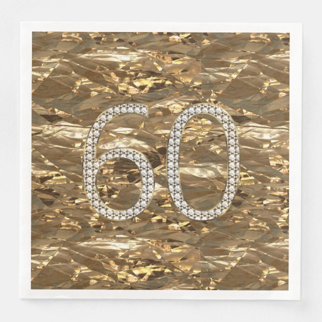 Nummer 60 Diamond Wedding Anniversary Gold Chic Serviette (Vorderseite)
