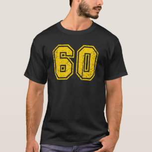 Nummer 60 Sports Jersey Uniform Fan Athlete Gelb T-Shirt