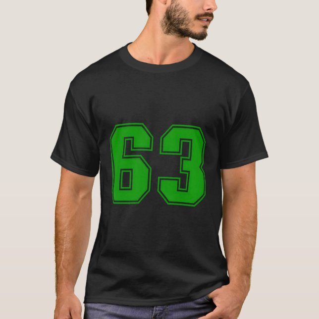 Nummer #63 Green Sports Fan Jersey T-Shirt (Vorderseite)