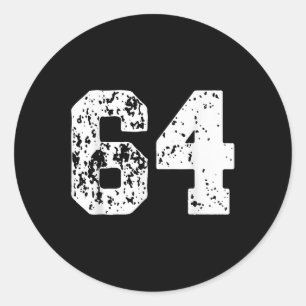 Nummer 64 White Best Clic Uni Style Geburtstag F Runder Aufkleber