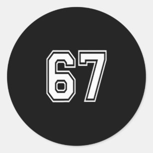Nummer 67 in Weiß Runder Aufkleber
