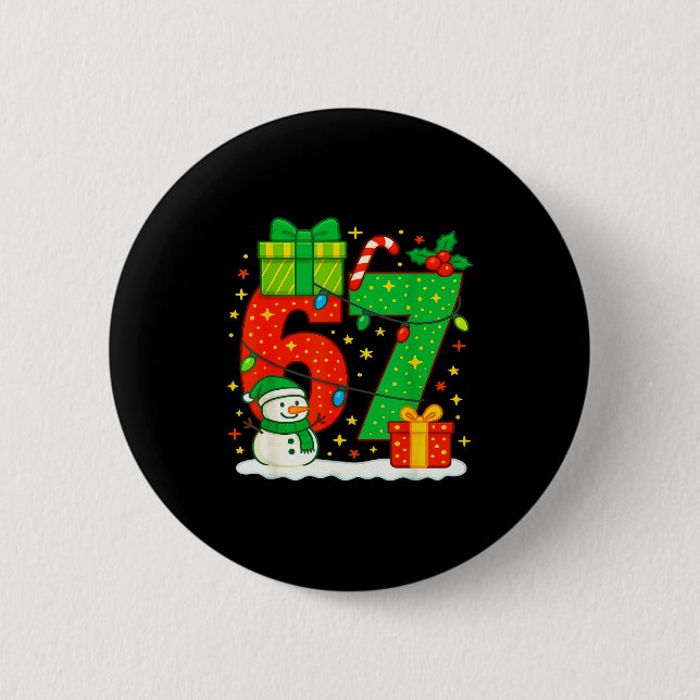 Nummer 67 Meme passendes Weihnachtspaar 67 Sechs S Button (Vorderseite)
