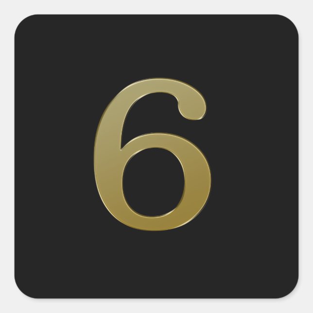 Nummer 6 Gold Quadratischer Aufkleber (Vorderseite)
