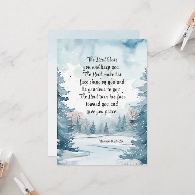 Nummer 6 Lord Bless You Bible Winter Flat Card (Vorderseite/Rückseite Beispiel)