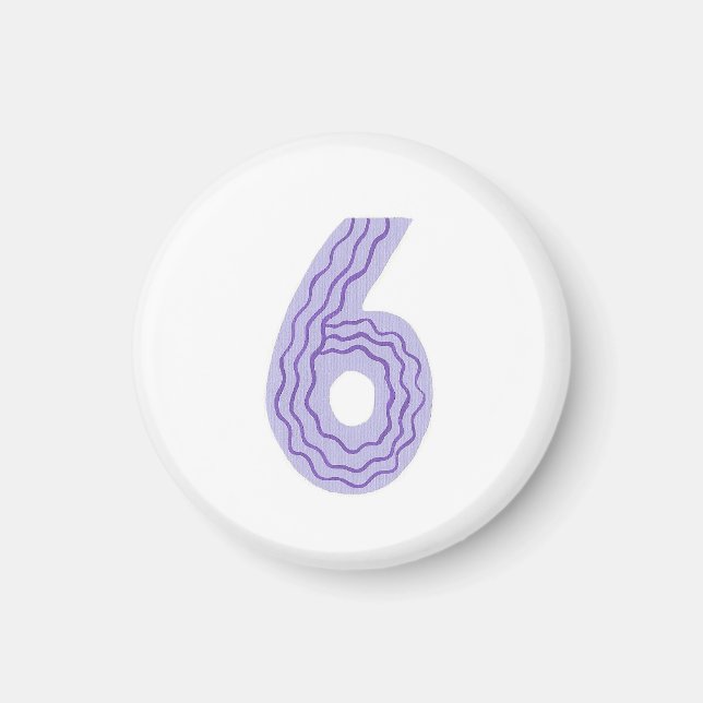 Nummer 6 Magnet mit Lavendel und lila (Vorne)