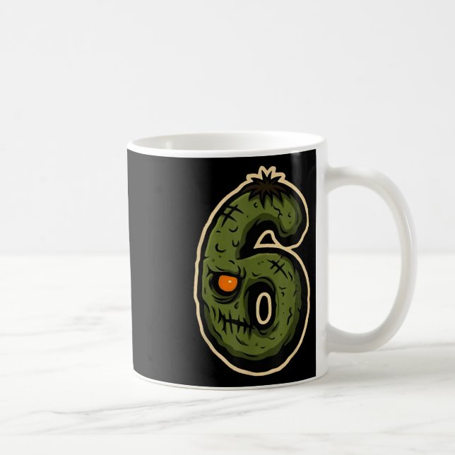 Nummer 6 Monster 67 Meme Passendes Halloween-Pärch Kaffeetasse (Rechts)