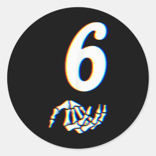 Nummer 6 passend zu 67 Meme Skeletthand Halloween Runder Aufkleber
