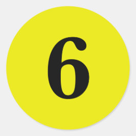 Nummer 6 Planung einfach 6 gelb schwarz Runder Aufkleber